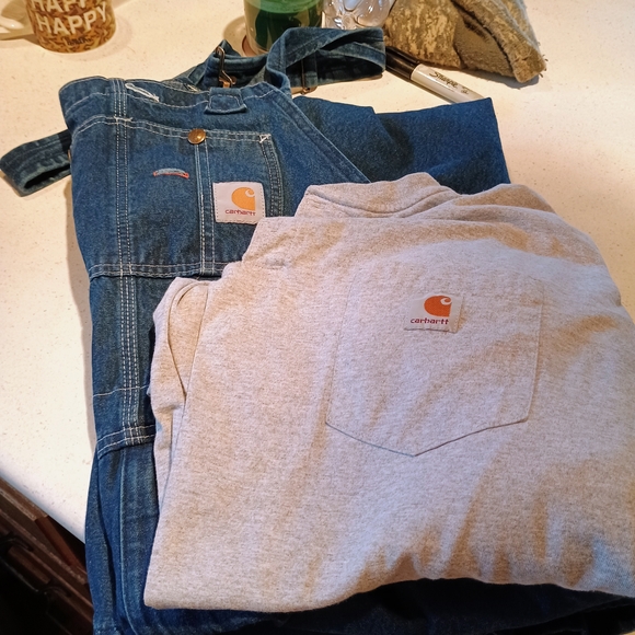 Carhartt Other - Carhartt Denim Overalls and Gray Long Sleeve T-Shirt Set